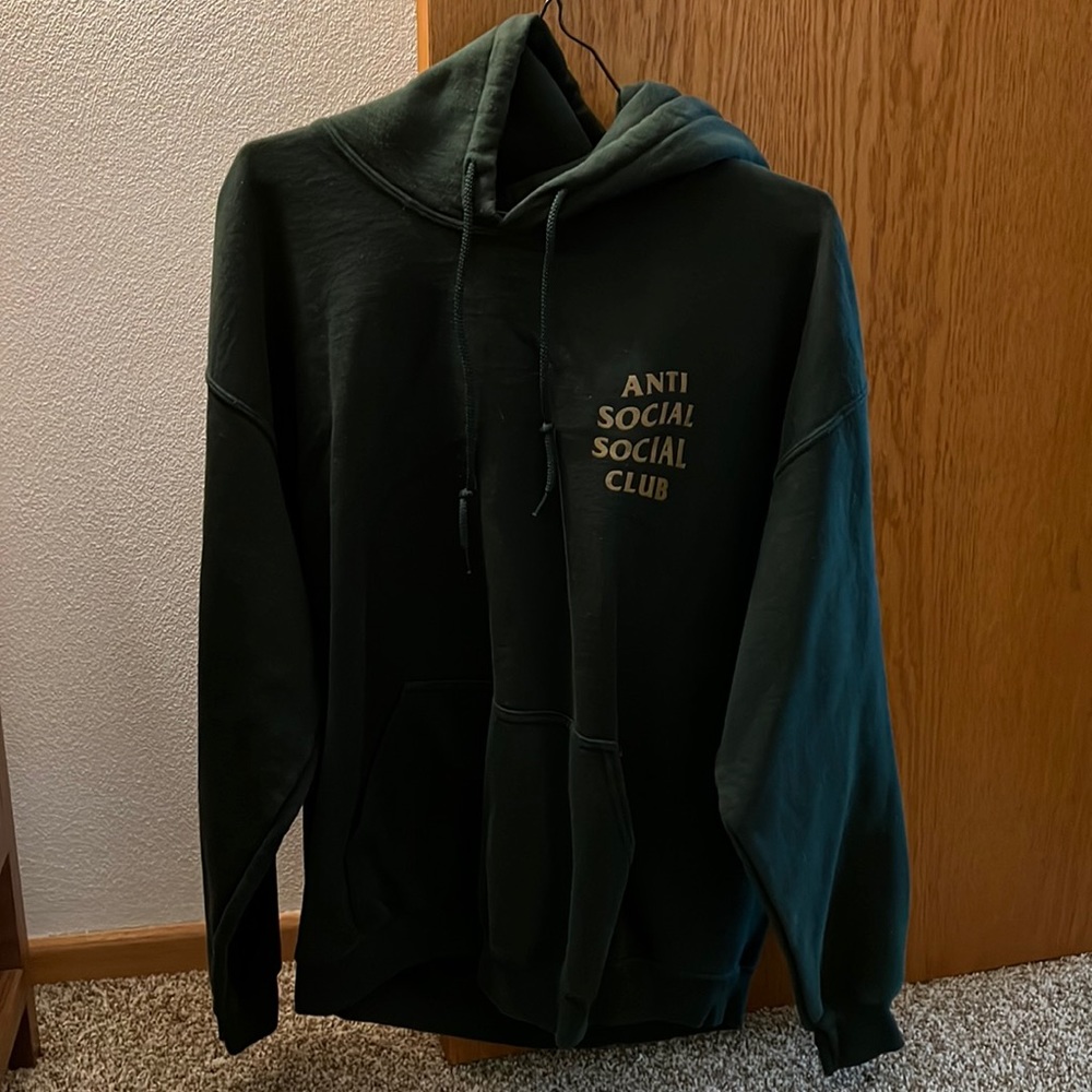 Anti Social Social Cluh hoodie - Size Large - Green w/ gold